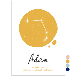 naamposter sterrenbeeld ram - print je feestje