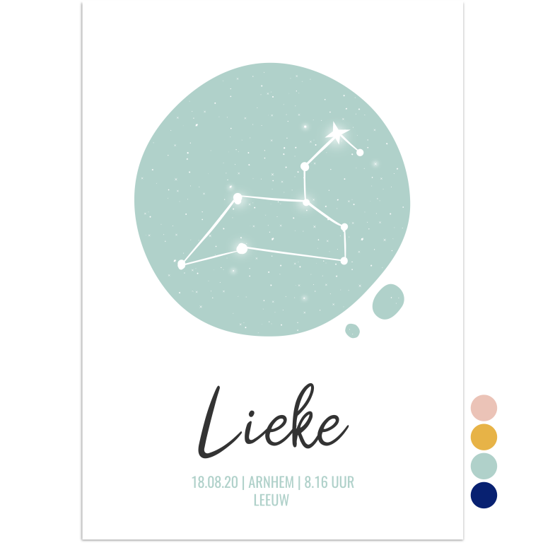 geboorteposter sterrenbeeld leeuw - print je feestje