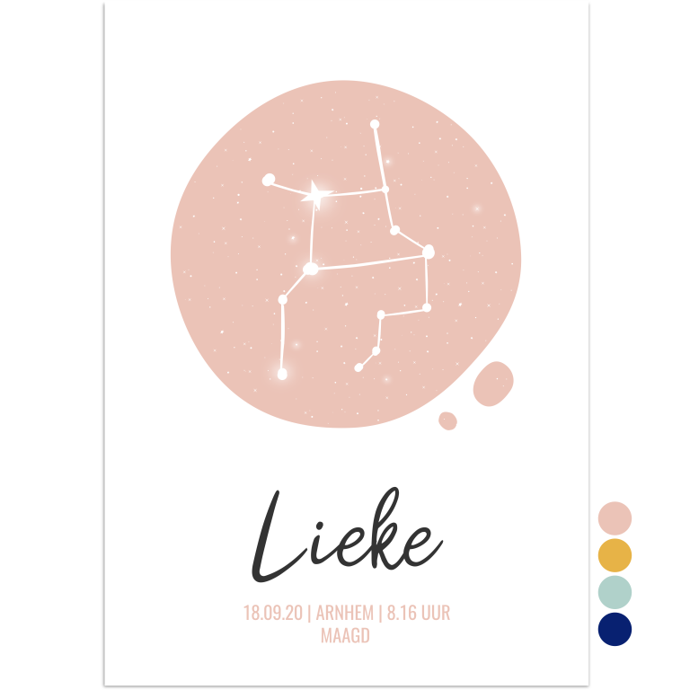 kinderkamer poster sterrenbeeld maagd - print je feestje