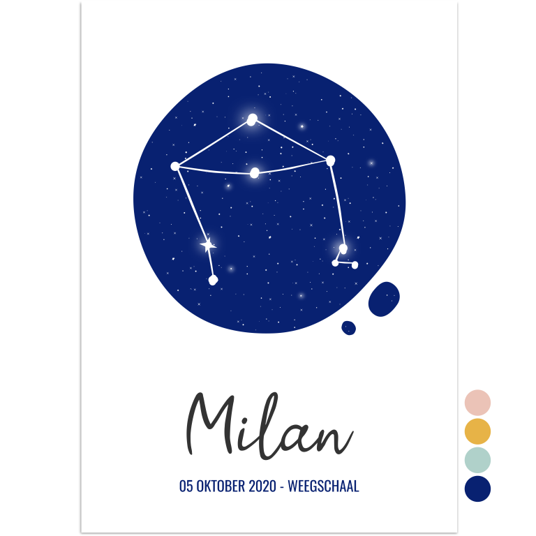 poster sterrenbeeld weegschaal digitaal - print je feestje