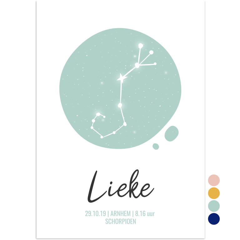 kinderkamer poster digitaal sterrenbeeld schorpioen - print je feestje