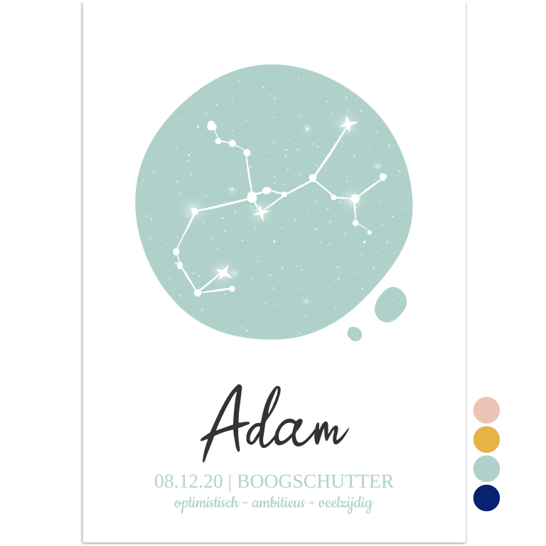 geboorteposter sterrenbeeld boogschutter mintgroen - Print je Feestje