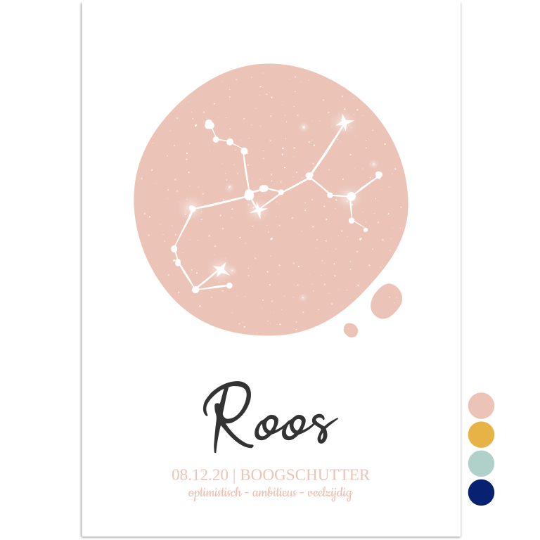 poster sterrenbeeld boogschutter roze - print je feestje