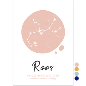 poster sterrenbeeld boogschutter roze - print je feestje