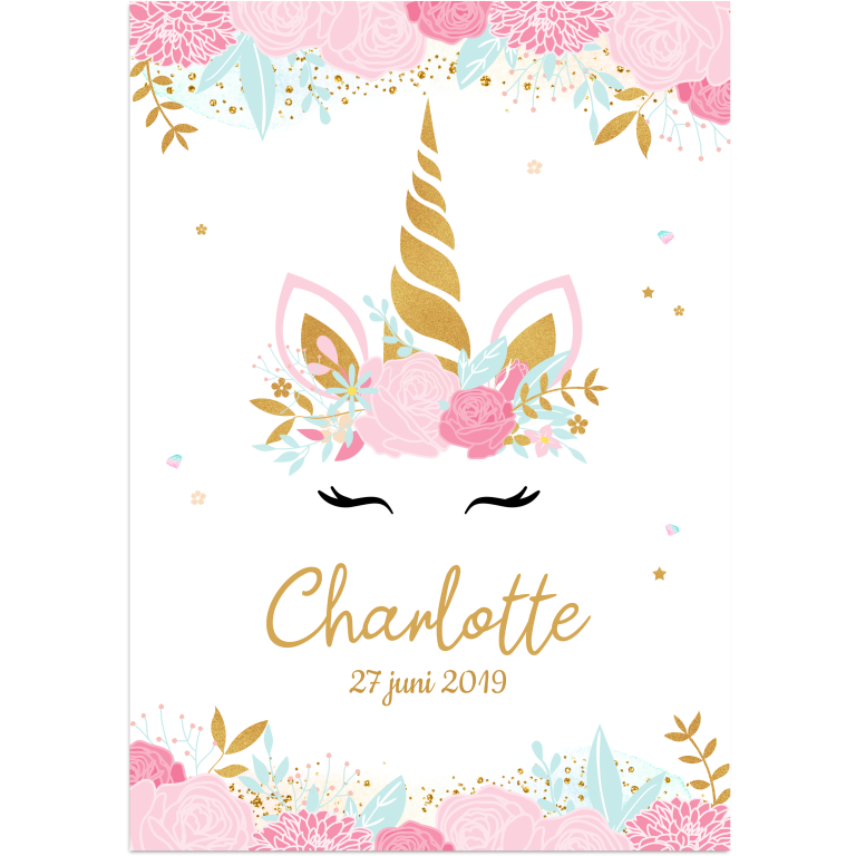 Geboorteposter Eenhoorn / Unicorn