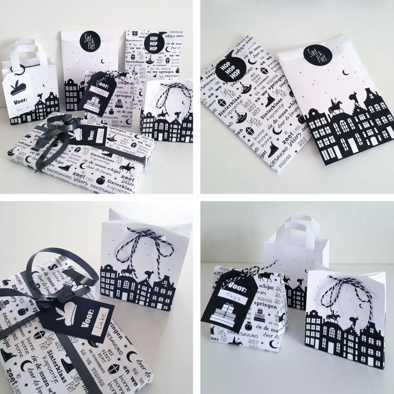sinterklaas printable inpakpapier cadeau tasjes sinterklaas labels - Pritnt je Feestje