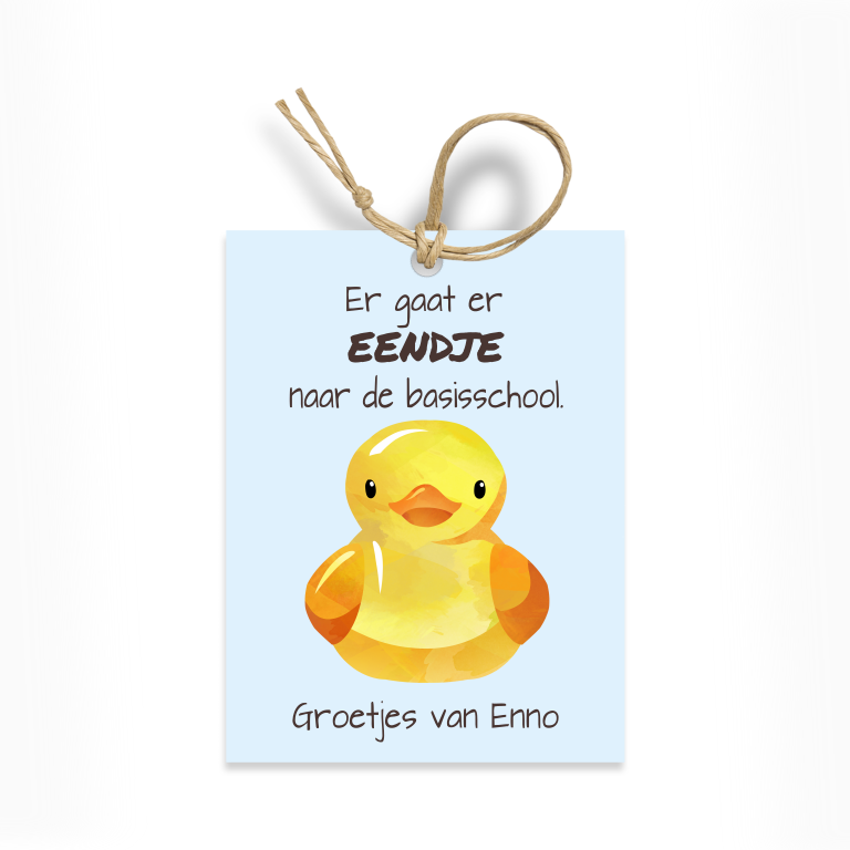 traktatielabel er gaat er eendje naar de basisschool - Print je Feestje