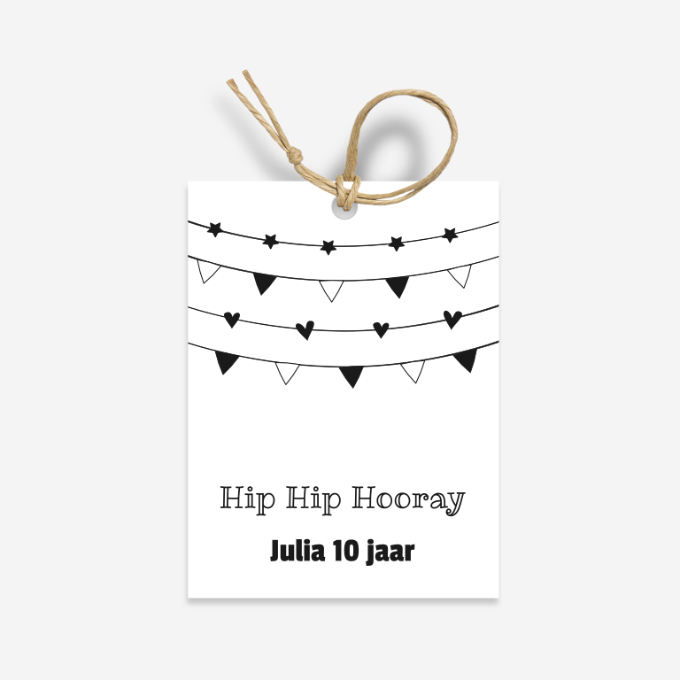 printable traktatie label zwart wit verjaardag - Print je Feestje