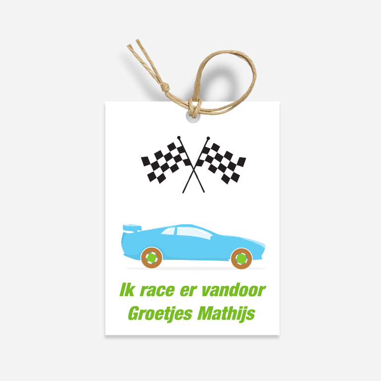 traktatie label auto ik race er vandoor afscheid - print je feestje