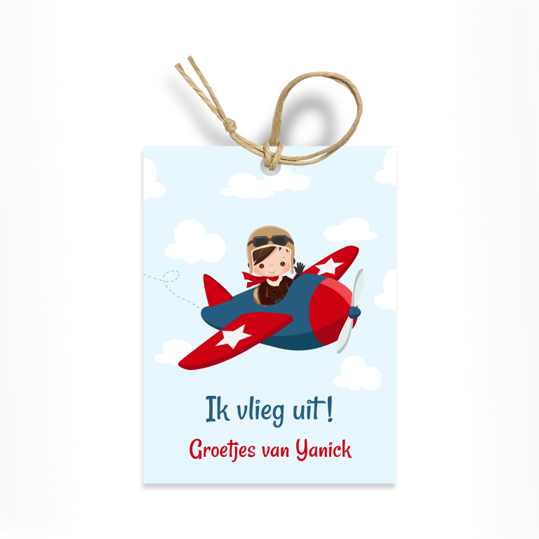 printable traktatie label jongen ik vlieg uit afscheid - Print je Feestje
