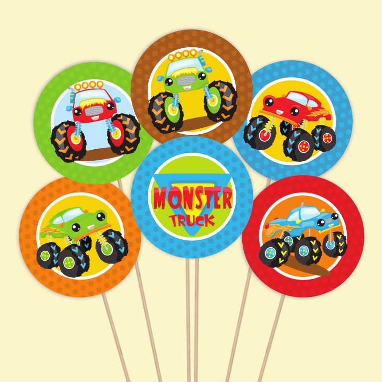 traktatie prikkers monstertruck voertuig - Print je Feestje
