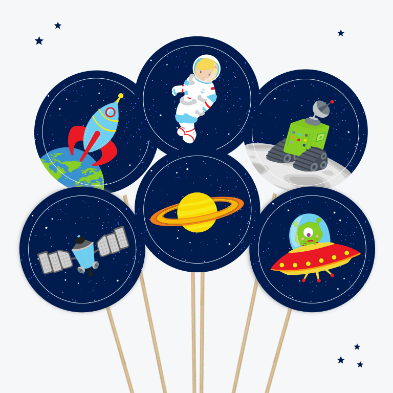 traktatie ruimte prikkers labels - print je feestje