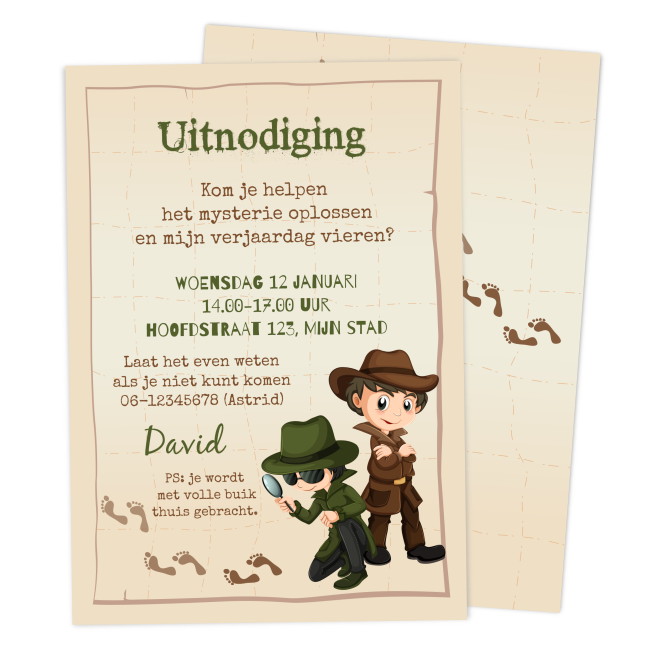 kinderfeestje uitnodiging detectives - Print je Feestje