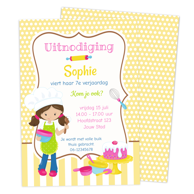 uitnodiging kinderfeestje bakken cupcakefeestje - Print je Feestje