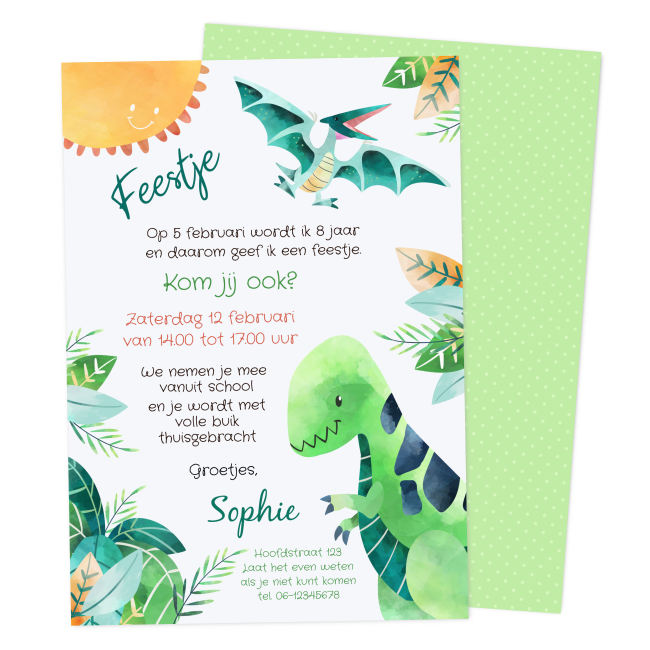 uitnodiging kinderfeestje dino - Print je Feestje
