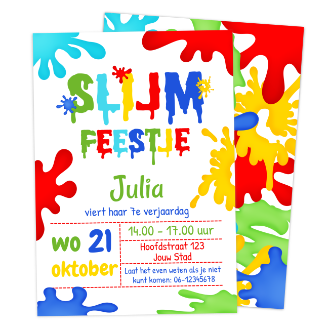 uitnodiging slijmfeestje kinderfeestje - Print je Feestje