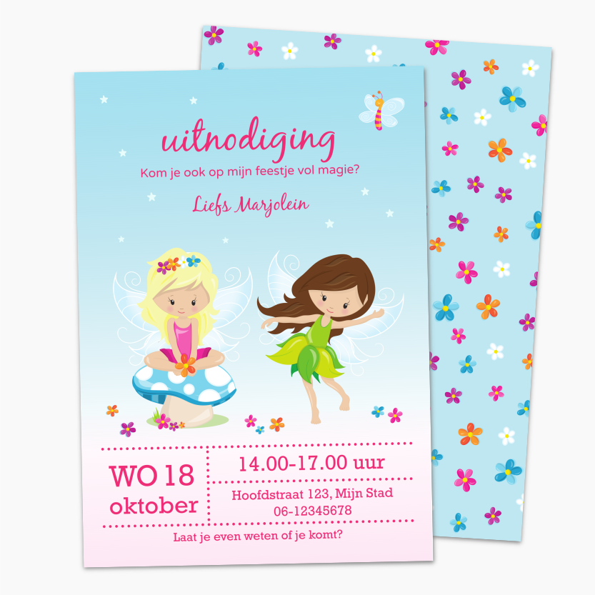 uitnodiging elfjes kinderfeestje elfenfeestje - print je feestje