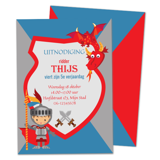 uitnodiging ridders ridderschild - Print je Feestje