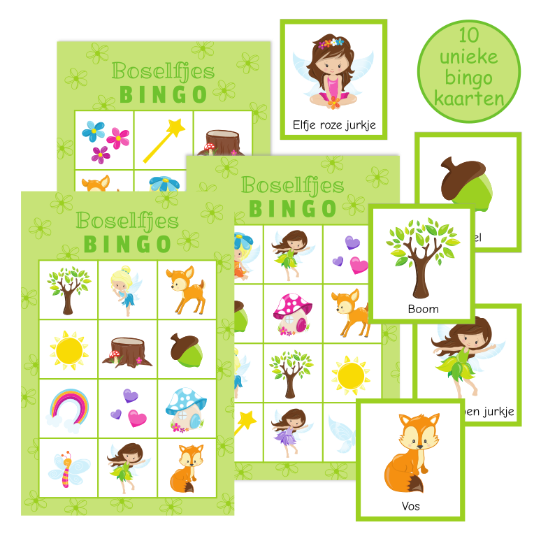 bingo elfen kinderfeestje plaatjes bingo - Print je Feestje