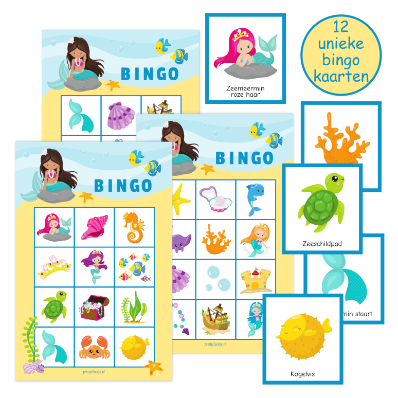 zeemeerminnen bingo printable - Print je Feestje