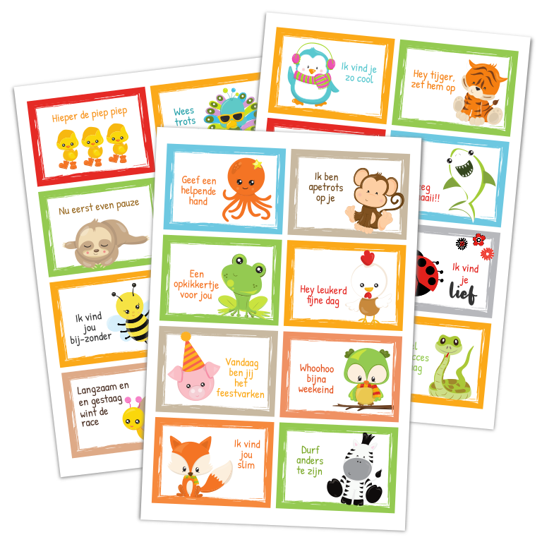 broodtrommelkaartjes dieren printen - Print je Feestje