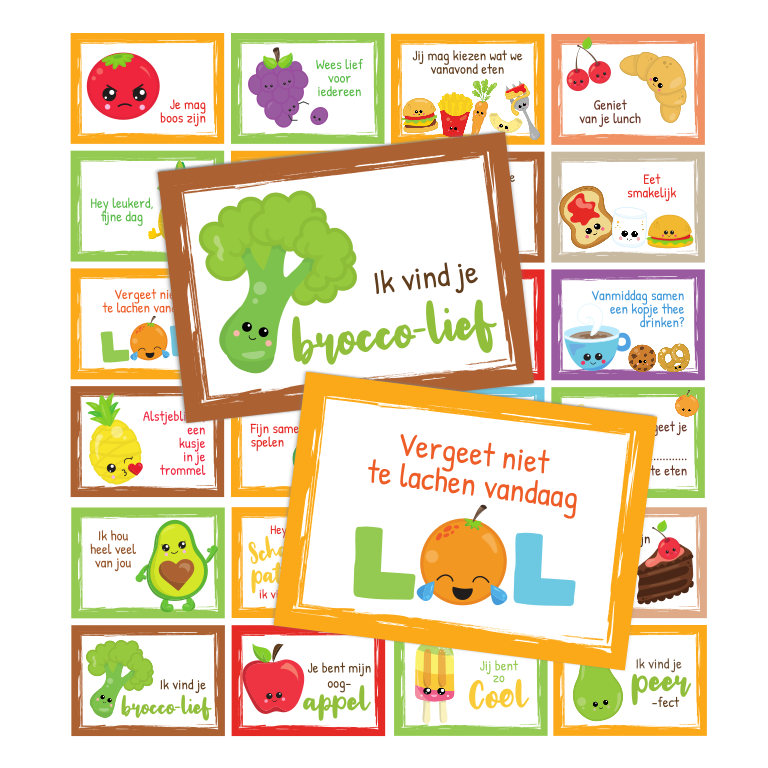 broodtrommelkaartjes groente fruit - Print je Feestje