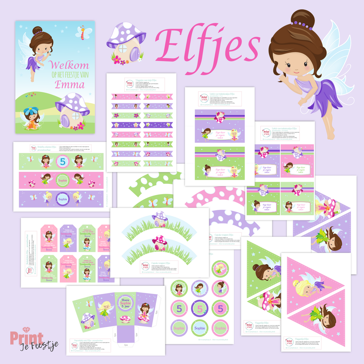 feestpakket elfjes printables - print je feestje