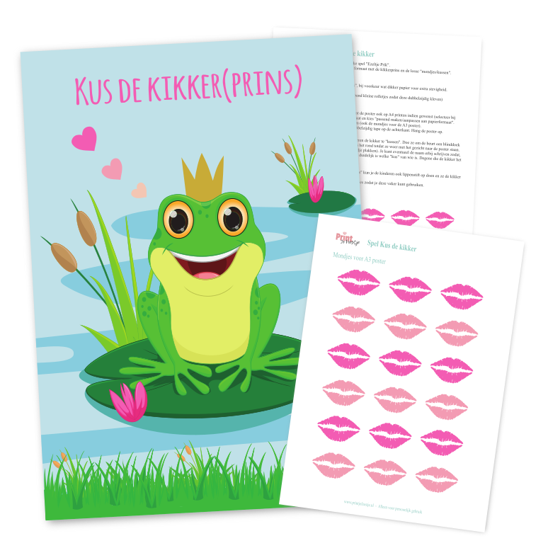spel kus de kikker printable kinderfeestje prinsessenfeest - print je feestje