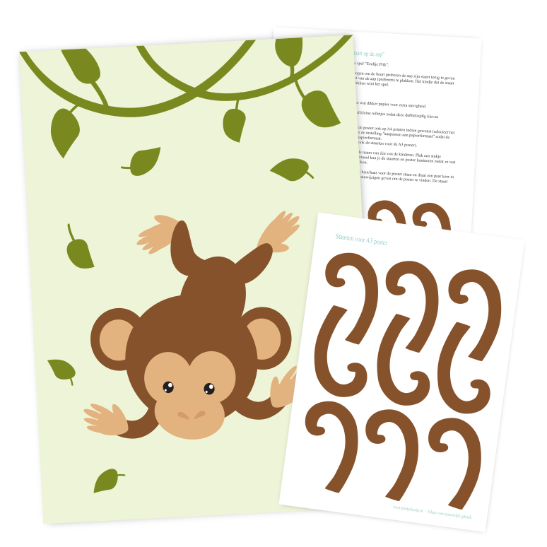 plakspel staart van de aap printable - print je feestje