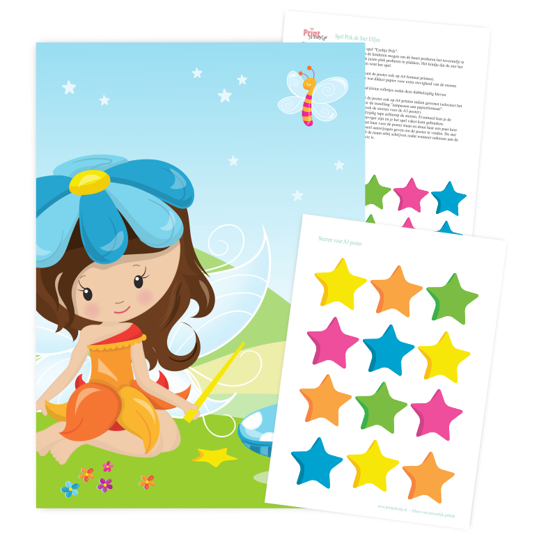 plakspel elfjes elfenfeestje - print je feestje