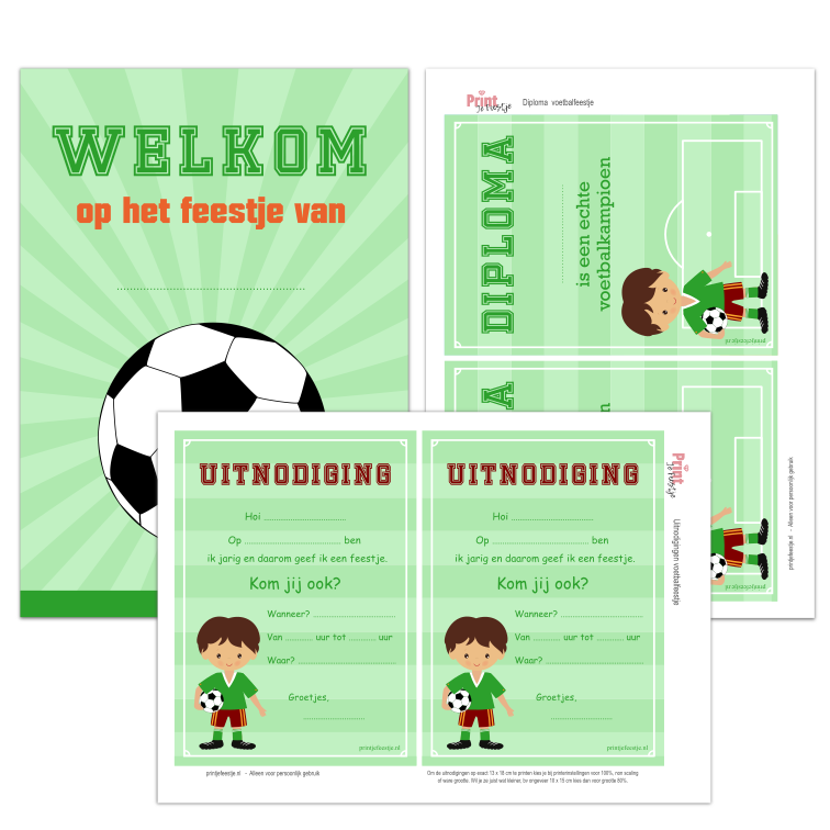 uitnodiging diploma voetbalfeestje - print je feestje