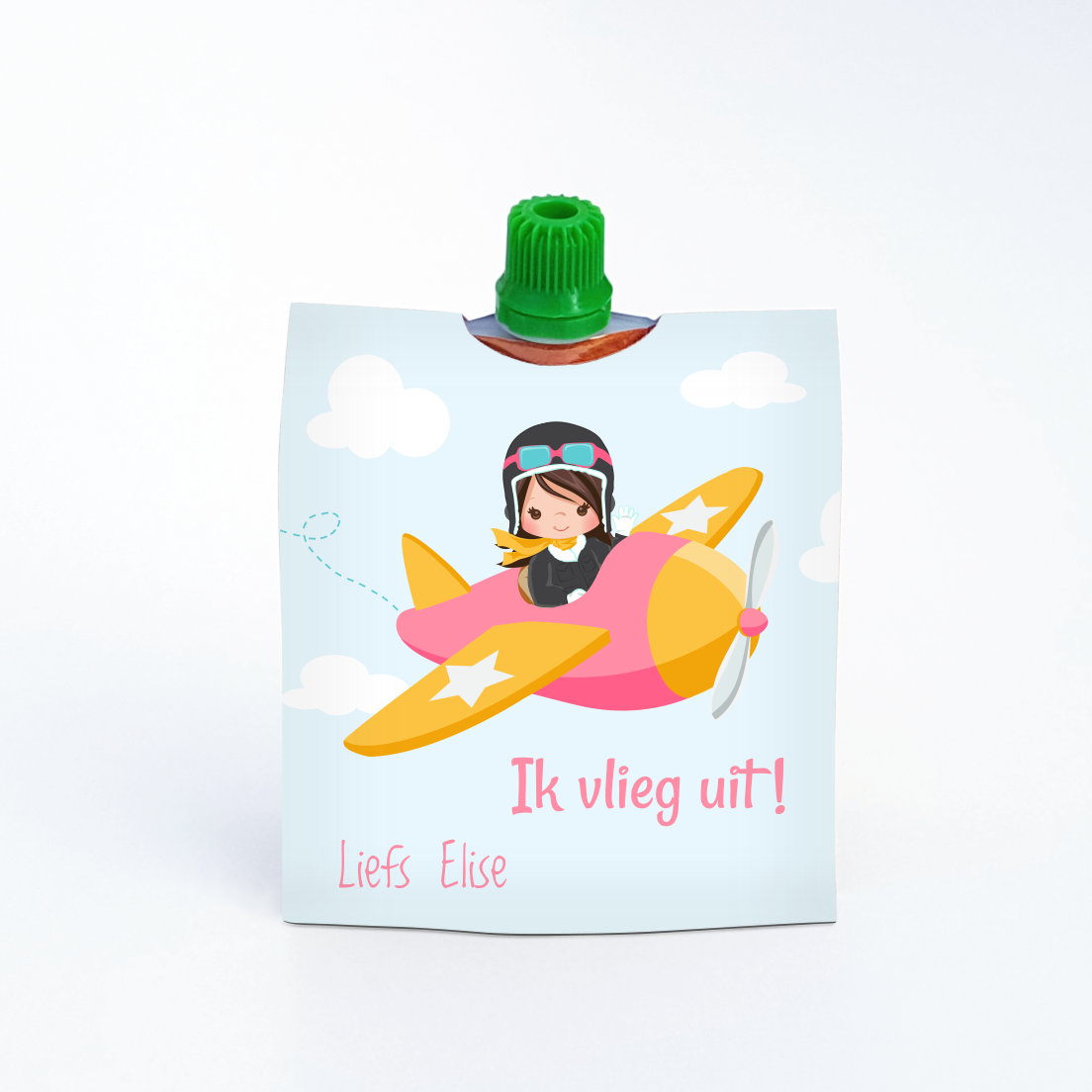 traktatie knijpfruit wikkel afscheid kinderdagverblijf - print je feestje