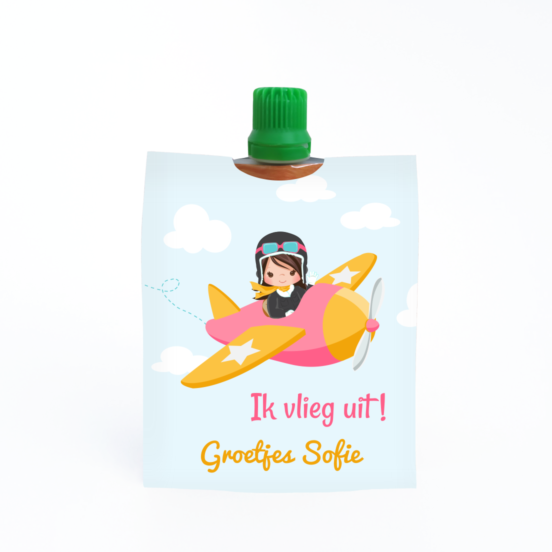 knijpfruitwikkel traktatie afscheid ik vlieg uit - print je feestje