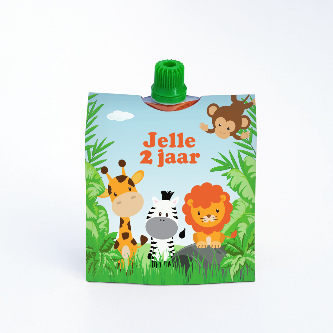 traktatie knijpfruit safari dieren printable - Print je Feestje