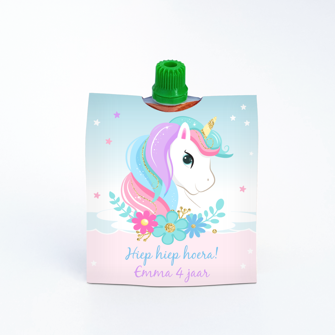 printable knijpfruitwikkel unicorn eenhoorn traktatie - Print je Feestje