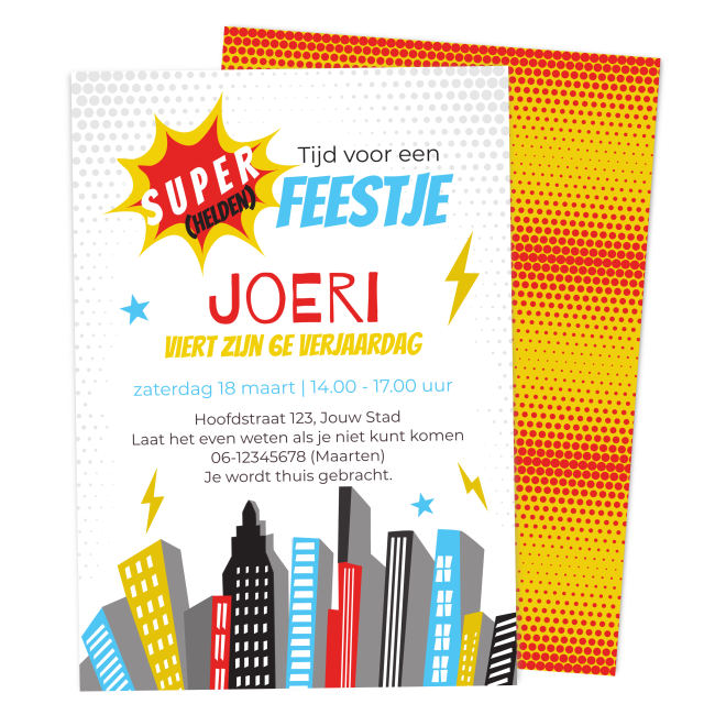 uitnodiging superhelden kinderfeestje - print je feestje