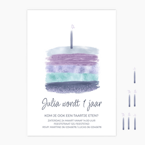 uitnodiging 1e verjaardag taart - print je feestje